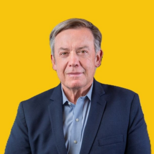 Michael Crow Yellow Background Square