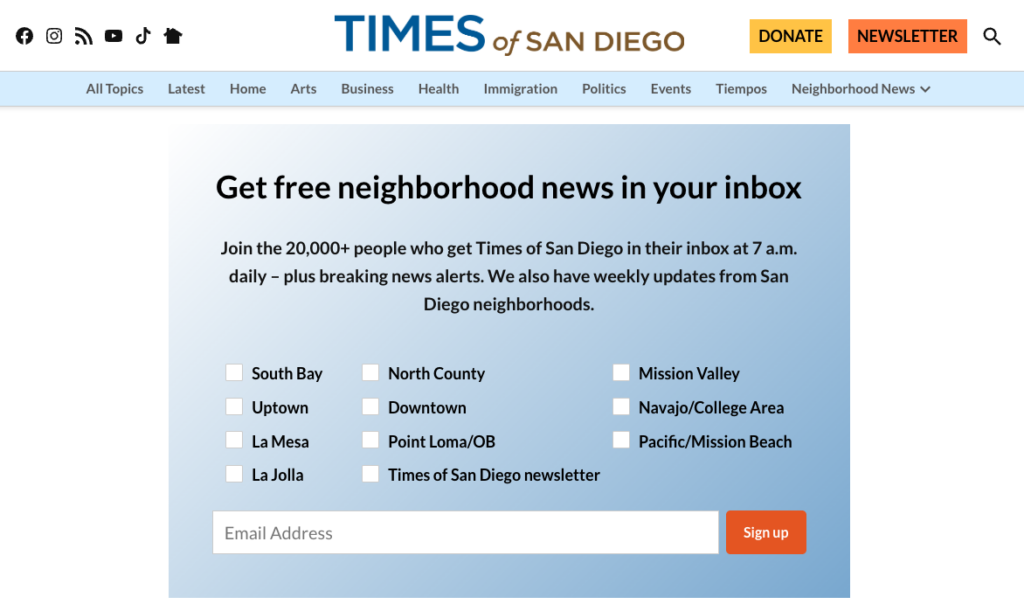 Times Of San Diego Newsletter